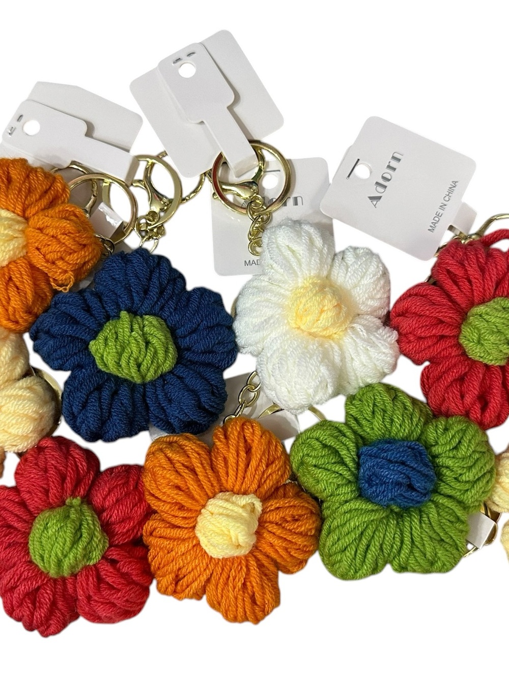 Multicolor Crochet Flower Keychain choose what color you would like?